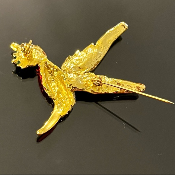 Vintage Enamel with Rhinestones Hummingbird Brooch - Picture 8 of 14
